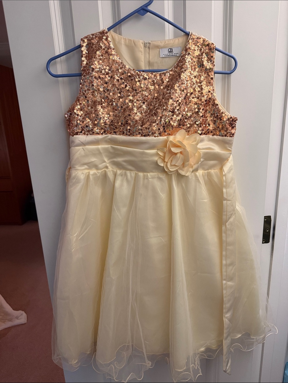 Sequin Bodice Ivory Flower Girls Dress
